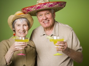 Senior couple drinking alcohol